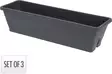 Suorakaiteen muotoinen istutuslaatikko muovia 50 cm tummanharmaa, 3 kpl - Ruukut - 3086960279158 - 1