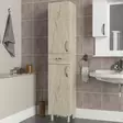 Travertiini Kylpyhuonekaappi - 100% Melamiinipinnoitettu - 35x179x31,3 cm - Useita Hyllyjä - Seinään Kiinnitettävä - Kylpyhuonekalusteet - 8684283018208 - 2