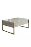 Travertine Gold sohvapöytä - 100% Melamiinipinnoitettu Lastulevy, Metallijalat, 90x60x40 cm, Tyylikäs ja Kestävä - Sohvapöydät - 8684282970378 - 1