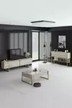 Travertine Gold sohvapöytä - 100% Melamiinipinnoitettu Lastulevy, Metallijalat, 90x60x40 cm, Tyylikäs ja Kestävä - Sohvapöydät - 8684282970378 - 3