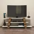 TV-taso, 100% Melamiinipinnoitettu, Pähkinä-Kerma, 120x42x33,6 cm, Useita Hyllyjä, Seinään Kiinnitettävä - TV-tasot - 8681875184648 - 3