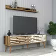 TV-taso 140 cm, Pähkinä Valkoinen Marmori, 100% Melamiinipinnoitettu, Useita Hyllyjä, Lisäsäilytystilaa, 2 Pakkausta - TV-tasot - 8684282088608 - 3