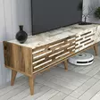 TV-taso 140 cm, Pähkinä Valkoinen Marmori, 100% Melamiinipinnoitettu, Useita Hyllyjä, Lisäsäilytystilaa, 2 Pakkausta - TV-tasot - 8684282088608 - 5