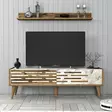 TV-taso 140 cm, Pähkinä Valkoinen Marmori, 100% Melamiinipinnoitettu, Useita Hyllyjä, Lisäsäilytystilaa, 2 Pakkausta - TV-tasot - 8684282088608 - 2