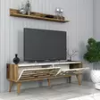 TV-taso 140 cm, Pähkinä Valkoinen Marmori, 100% Melamiinipinnoitettu, Useita Hyllyjä, Lisäsäilytystilaa, 2 Pakkausta - TV-tasot - 8684282088608 - 4