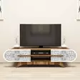 TV-taso, 145x37x37 cm, Pähkinä Valkoinen, 100% Melamiinipinnoitettu Lastulevy, Yksi Paketti, Tyylikäs ja Kestävä - TV-tasot - 8684282190998 - 3