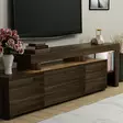 TV-taso, saksanpähkinä, 192 cm leveä, kestävä, LED-valaistu - TV-tasot - 8683743316038 - 6