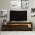 TV-taso, saksanpähkinä, 192 cm leveä, kestävä, LED-valaistu - TV-tasot - 8683743316038 - 2