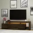 TV-taso, saksanpähkinä, 192 cm leveä, kestävä, LED-valaistu - TV-tasot - 8683743316038 - 5