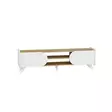 TV-taso Sapphire White - 100% Melamiinipinnoitettu Lastulevy, 18mm, 160x40x45cm, Moderni ja Tyylikäs Säilytysratkaisu - TV-tasot - 8684282596608 - 1