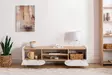 TV-taso Sapphire White - 100% Melamiinipinnoitettu Lastulevy, 18mm, 160x40x45cm, Moderni ja Tyylikäs Säilytysratkaisu - TV-tasot - 8684282596608 - 3