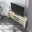 TV-taso, Travertiini, 100% Melamiinipinnoitettu Lastulevy, 120x40x30 cm, Useita Hyllyjä, Seinään Kiinnitettävä - TV-tasot - 8684283338788 - 4