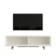 TV-taso, valkoinen, 100% melamiinipinnoitettu lastulevy, 18 mm, 160x45,1x35,5 cm, metallijalat, 1 paketti - TV-tasot - 8684282369028 - 1