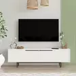 TV-taso, valkoinen, 100% melamiinipinnoitettu lastulevy, 18 mm, 160x45,1x35,5 cm, metallijalat, 1 paketti - TV-tasot - 8684282369028 - 4