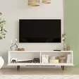 TV-taso, valkoinen, 100% melamiinipinnoitettu lastulevy, 18 mm, 160x45,1x35,5 cm, metallijalat, 1 paketti - TV-tasot - 8684282369028 - 5