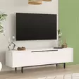 TV-taso, valkoinen, 100% melamiinipinnoitettu lastulevy, 18 mm, 160x45,1x35,5 cm, metallijalat, 1 paketti - TV-tasot - 8684282369028 - 3