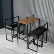 Tyylikäs Bar Pöytä & Jakkarasetti (5-osainen) - Pähkinä Musta, 100% Melamiinipinnoitettu, Kestävä Metallirunko - Baarijakkarat - 8683742898078 - 3