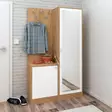 Tyylikäs Hall Stand - Tammi Valkoinen, Peili, Useita Hyllyjä, 100% Melamiinipinnoitettu, 100x180x35 cm, Seinään Kiinnitettävä - Eteiskaapit - 8681875179118 - 3