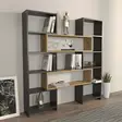 Tyylikäs ja Kestävä Kirjahylly - Musta Tammi, 100% Melamiinipinnoitettu, 163,5x150x22 cm, Yksi Paketti - Kirjahyllyt - 8683743960088 - 4