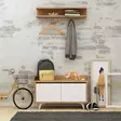 Tyylikäs ja Toiminnallinen Hall Stand - Tammi Valkoinen, 100% Melamiinipinnoitettu, 18mm, Kengät ja Hyllyt, 90x60x35cm - - 19-19-8681875126778 - 2
