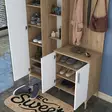 Tyylikäs ja Toimiva Eteisen Hall Stand - Pähkinä Valkoinen, 120x198,6x37,5 cm, 100% Melamiinipinnoitettu E1 Laatu Chipboard - Eteiskaapit - 8684282480808 - 6