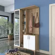 Tyylikäs ja Toimiva Eteisen Hall Stand - Pähkinä Valkoinen, 120x198,6x37,5 cm, 100% Melamiinipinnoitettu E1 Laatu Chipboard - Eteiskaapit - 8684282480808 - 3
