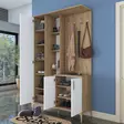 Tyylikäs ja Toimiva Eteisen Hall Stand - Pähkinä Valkoinen, 120x198,6x37,5 cm, 100% Melamiinipinnoitettu E1 Laatu Chipboard - Eteiskaapit - 8684282480808 - 4