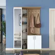 Tyylikäs ja Toimiva Eteisen Hall Stand - Pähkinä Valkoinen, 120x198,6x37,5 cm, 100% Melamiinipinnoitettu E1 Laatu Chipboard - Eteiskaapit - 8684282480808 - 2