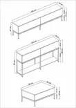 Tyylikäs Musta Olohuoneen Kalustesetti - 100% Melamiinipinnoitettu, Metallijalat, TV-taso 180cm, Konsoli 150cm, Pöytä 90cm - Huonekalut - 8684282484288 - 12