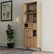 Tyylikäs Tammi Kirjahylly - 100% Melamiinipinnoitettu Lastulevy, 18 mm, Muovijalat, Koko: 69x195x35 cm, Useita Hyllyjä - Kirjahyllyt - 8683742470618 - 2