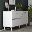 Valkoinen Hopea Konsoli 150x40x79 cm - 100% Melamiinipinnoitettu Lastulevy, 18 mm Paksuus, 2 Pakettia - Lipastot ja senkit - 8684282612728 - 4
