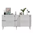 Valkoinen Hopea Konsoli 150x40x79 cm - 100% Melamiinipinnoitettu Lastulevy, 18 mm Paksuus, 2 Pakettia - Lipastot ja senkit - 8684282612728 - 10