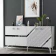 Valkoinen Hopea Konsoli 150x40x79 cm - 100% Melamiinipinnoitettu Lastulevy, 18 mm Paksuus, 2 Pakettia - Lipastot ja senkit - 8684282612728 - 3