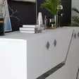Valkoinen Hopea Konsoli 150x40x79 cm - 100% Melamiinipinnoitettu Lastulevy, 18 mm Paksuus, 2 Pakettia - Lipastot ja senkit - 8684282612728 - 5