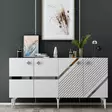 Valkoinen Hopea Konsoli 150x40x79 cm - 100% Melamiinipinnoitettu Lastulevy, 18 mm Paksuus, 2 Pakettia - Lipastot ja senkit - 8684282612728 - 2
