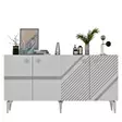 Valkoinen Hopea Konsoli 150x40x79 cm - 100% Melamiinipinnoitettu Lastulevy, 18 mm Paksuus, 2 Pakettia - Lipastot ja senkit - 8684282612728 - 8