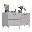 Valkoinen Hopea Konsoli 150x40x79 cm - 100% Melamiinipinnoitettu Lastulevy, 18 mm Paksuus, 2 Pakettia - Lipastot ja senkit - 8684282612728 - 1