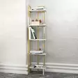Valkoinen ja Kultainen Kirjahylly - 100% Melamiinipinnoitettu Lastulevy, Metallirunko, 45,2x21,6x180 cm, 25 kg Kantavuus - Kirjahyllyt - 8683743117888 - 2
