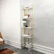 Valkoinen ja Kultainen Kirjahylly - 100% Melamiinipinnoitettu Lastulevy, Metallirunko, 45,2x21,6x180 cm, 25 kg Kantavuus - Kirjahyllyt - 8683743117888 - 3