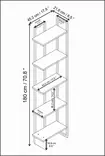 Valkoinen ja Kultainen Kirjahylly - 100% Melamiinipinnoitettu Lastulevy, Metallirunko, 45,2x21,6x180 cm, 25 kg Kantavuus - Kirjahyllyt - 8683743117888 - 5