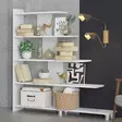 Valkoinen Kirjahylly - 100% Melamiinipinnoitettu Lastulevy, 18mm, 122x120x20cm, Useita Hyllyjä, Seinään Kiinnitettävä - Kirjahyllyt - 8681875025668 - 4