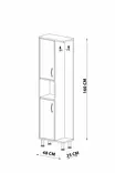 Valkoinen Kylpyhuonekaappi - 100% Melamiinipinnoitettu Lastulevy, 18 mm, 48x160x25 cm, Useita Hyllyjä, Seinään Kiinnitettävä - Kylpyhuonekalusteet - 8683743303328 - 5