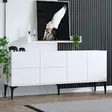 Valkoinen Musta Konsoli - 100% Melamiinipinnoitettu Lastulevy, 18mm Paksuus, 180x80x40cm, Useita Hyllyjä, 2 Pakkausta - Lipastot ja senkit - 8683743536948 - 3