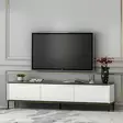 Valkoinen TV-taso 180x45,2x35 cm - Kestävä 100% Melamiinipinnoitettu Lastulevy, Useita Hyllyjä, Seinään Kiinnitettävä - TV-tasot - 8684282041658 - 4