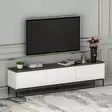 Valkoinen TV-taso 180x45,2x35 cm - Kestävä 100% Melamiinipinnoitettu Lastulevy, Useita Hyllyjä, Seinään Kiinnitettävä - TV-tasot - 8684282041658 - 5