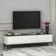 Valkoinen TV-taso 180x45,2x35 cm - Kestävä 100% Melamiinipinnoitettu Lastulevy, Useita Hyllyjä, Seinään Kiinnitettävä - TV-tasot - 8684282041658 - 2