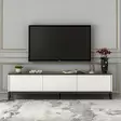 Valkoinen TV-taso 180x45,2x35 cm - Kestävä 100% Melamiinipinnoitettu Lastulevy, Useita Hyllyjä, Seinään Kiinnitettävä - TV-tasot - 8684282041658 - 3