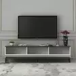 Valkoinen TV-taso 180x45,2x35 cm - Kestävä 100% Melamiinipinnoitettu Lastulevy, Useita Hyllyjä, Seinään Kiinnitettävä - TV-tasot - 8684282041658 - 7