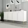 Valkokultainen Konsoli 180x80x35 cm - 100% Melamiinipinnoitettu Lastulevy, 3 Pakettia, Helppo Kokoaminen - Lipastot ja senkit - 8684282640158 - 4