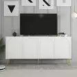 Valkokultainen Konsoli 180x80x35 cm - 100% Melamiinipinnoitettu Lastulevy, 3 Pakettia, Helppo Kokoaminen - Lipastot ja senkit - 8684282640158 - 6